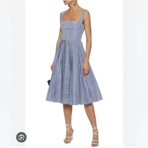 NWOT Lela Rose Pleated Checked Coated Poplin Dress, size 6